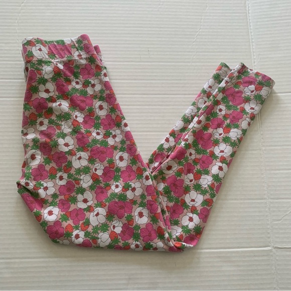 Mini Boden Other - Mini Boden Pink Green Floral Strawberry Patterned Leggings Size 9-10